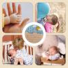 Round Wooden Birth Announcement Sign with Baby Name and Date view 3