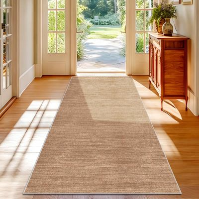 Voxirum Brown Hallway Runner Rug, Washable, Non-Slip, 20 x 138 in
