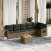 7-Piece Gray Poly Rattan Garden Lounge Set with Acacia Table view 1