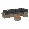 7-Piece Gray Poly Rattan Garden Lounge Set with Acacia Table view 2