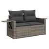 7-Piece Gray Poly Rattan Garden Lounge Set with Acacia Table view 3