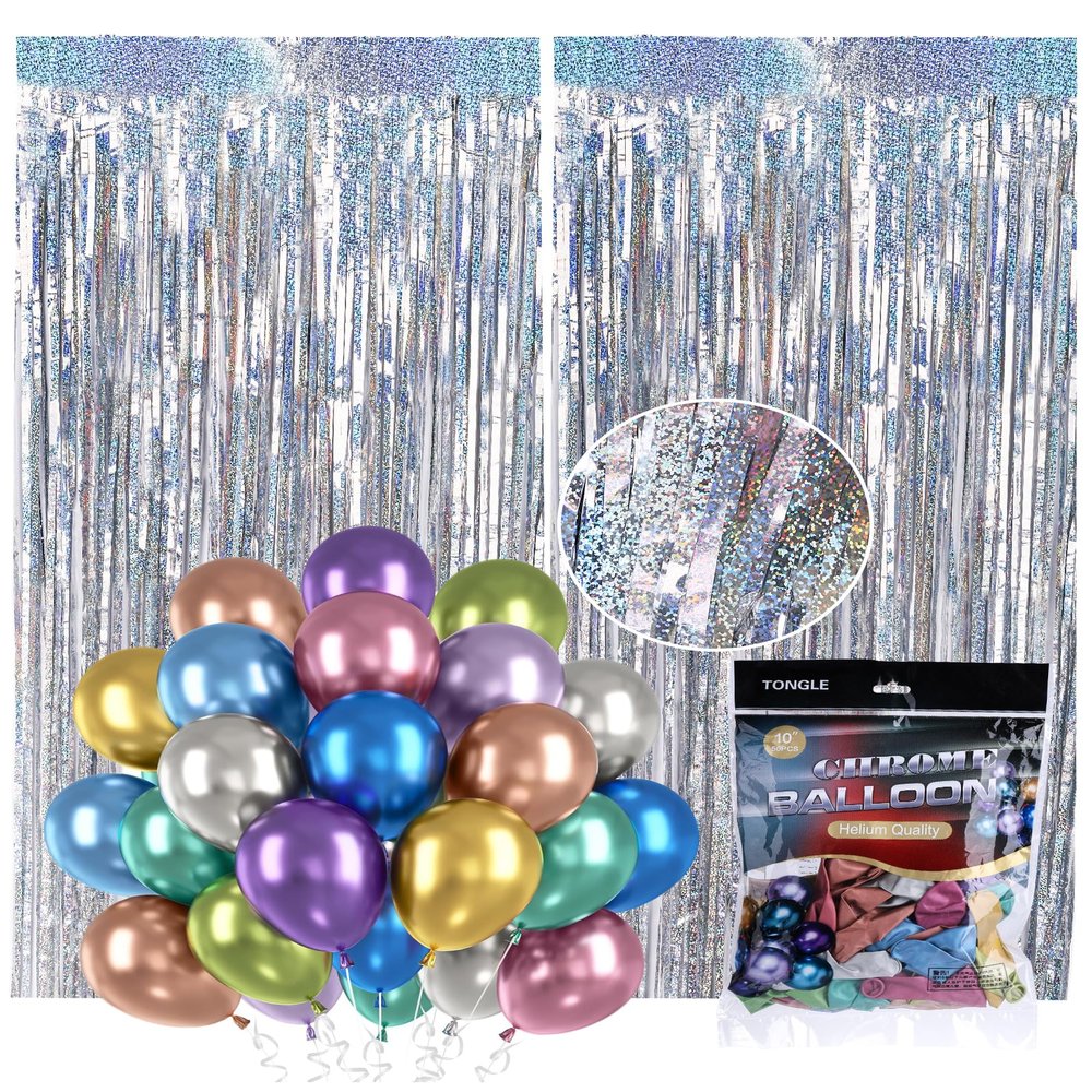 Acual Silver Tinsel Curtain Set