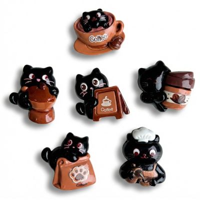 BAUCH 6-Piece Black Cat Design Magnets