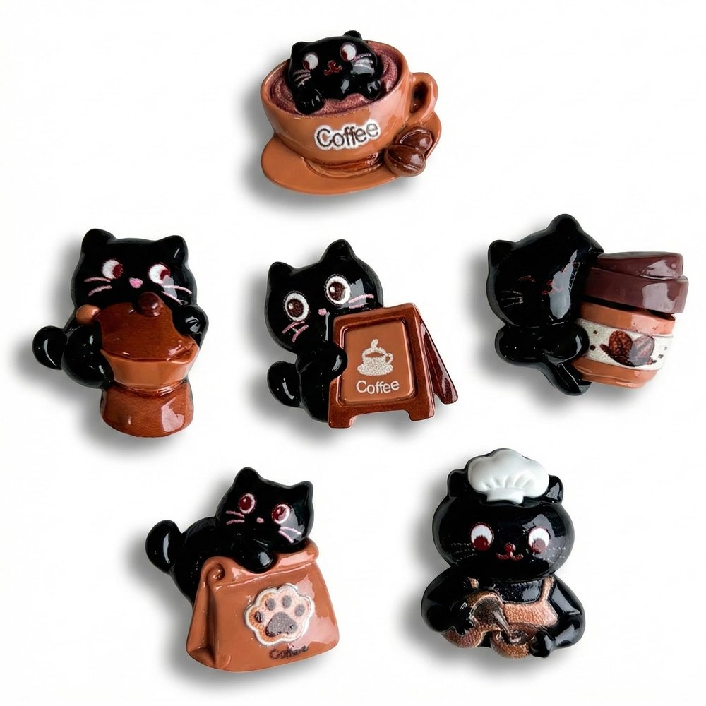 BAUCH 6-Piece Black Cat Design Magnets