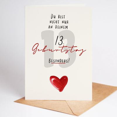 Lovely Cards 13th Birthday Card for Girls and Boys, DIN A6