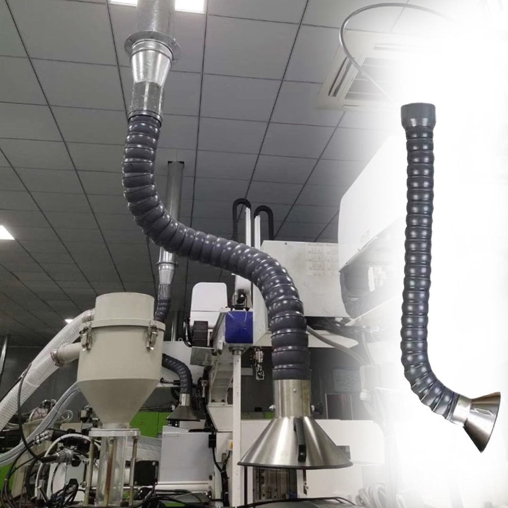 Generic Flexible Smoke Extraction Hose for 2" to 8" Pipes, 1.5 m/4.9 ft, with Removable Hood, 160 mm ID