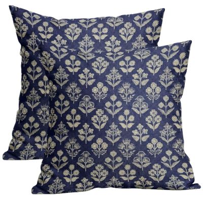 Floral Pillow Cover 45 x 45 cm, Vintage Botanical Print, Cotton-Linen Blend, Decorative Cushion Cover for Living Room and Bedroom