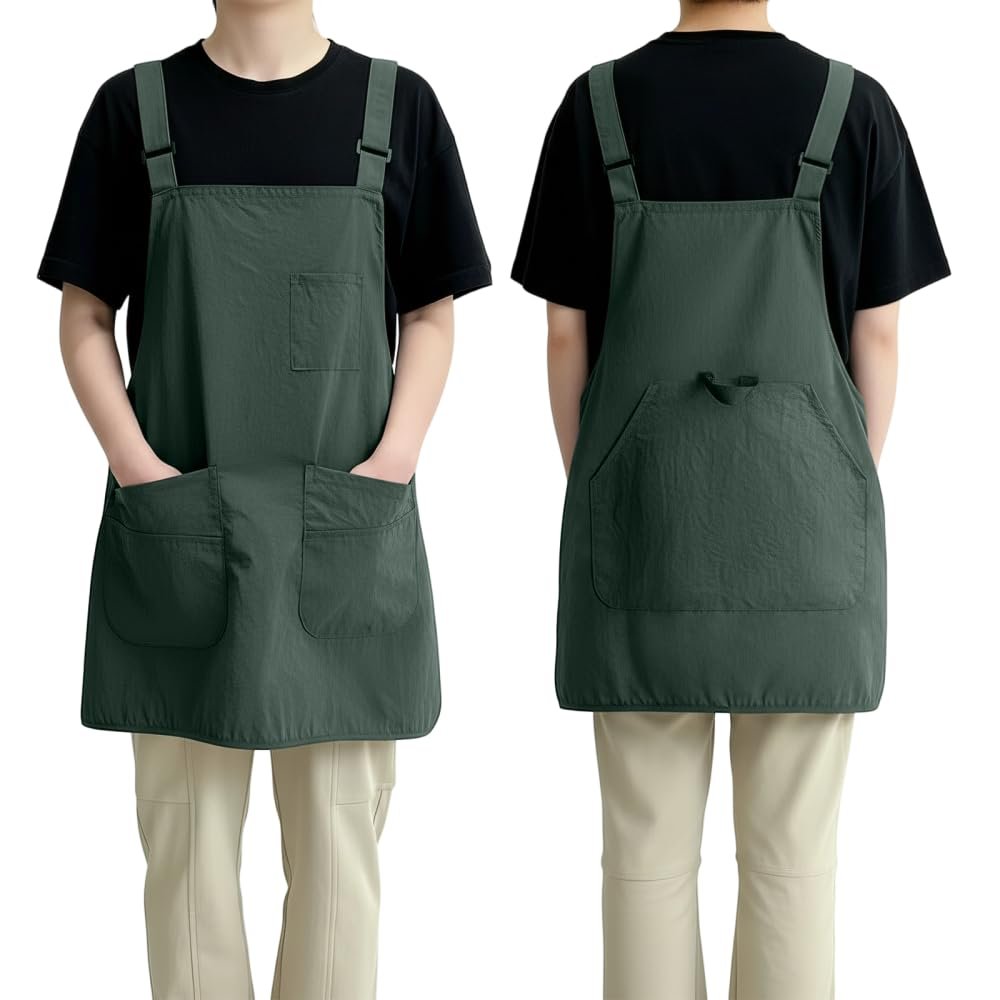 BDKMMS Sleeveless Waterproof Smock Apron with 3 Pockets