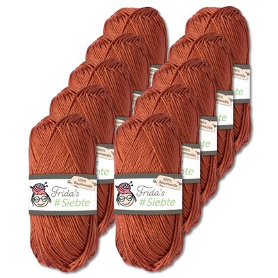 Frida's Wollhaus 10 x 50 g Fridas #Siebte Egyptian Cotton Yarn, 43 Colors (1225 | Terracotta)