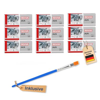 Novus Premium Staples, 24/6, 9 x 1,000 with Cleaning Brush
