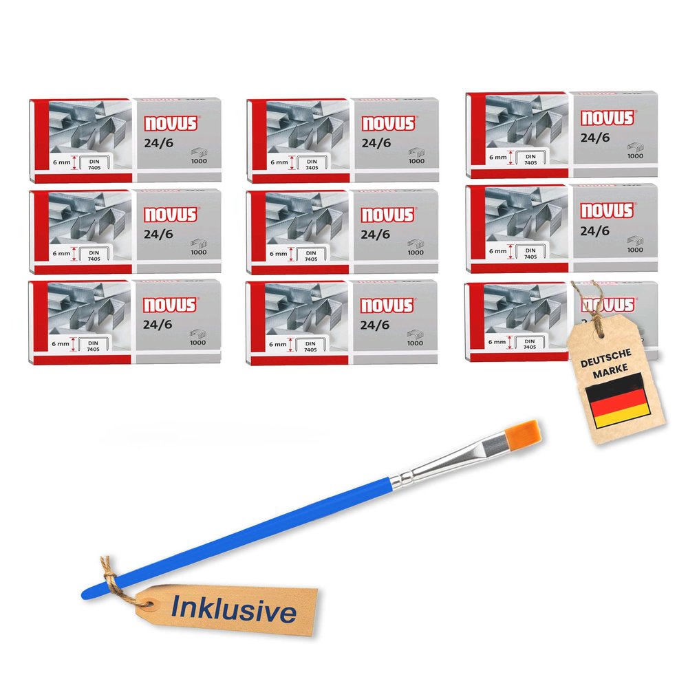 Novus Premium Staples, 24/6, 9 x 1,000 with Cleaning Brush