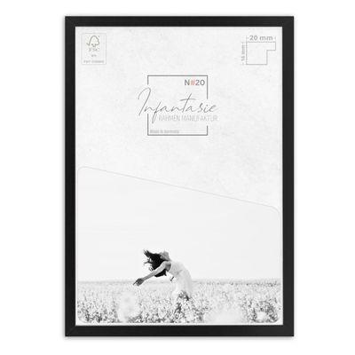 Infantasie “N20” Picture Frame 36 x 107 cm, Handmade to Order, Matte Black, Slim 20 mm MDF Wood Frame with Acrylic Glass, Backing and Hangers