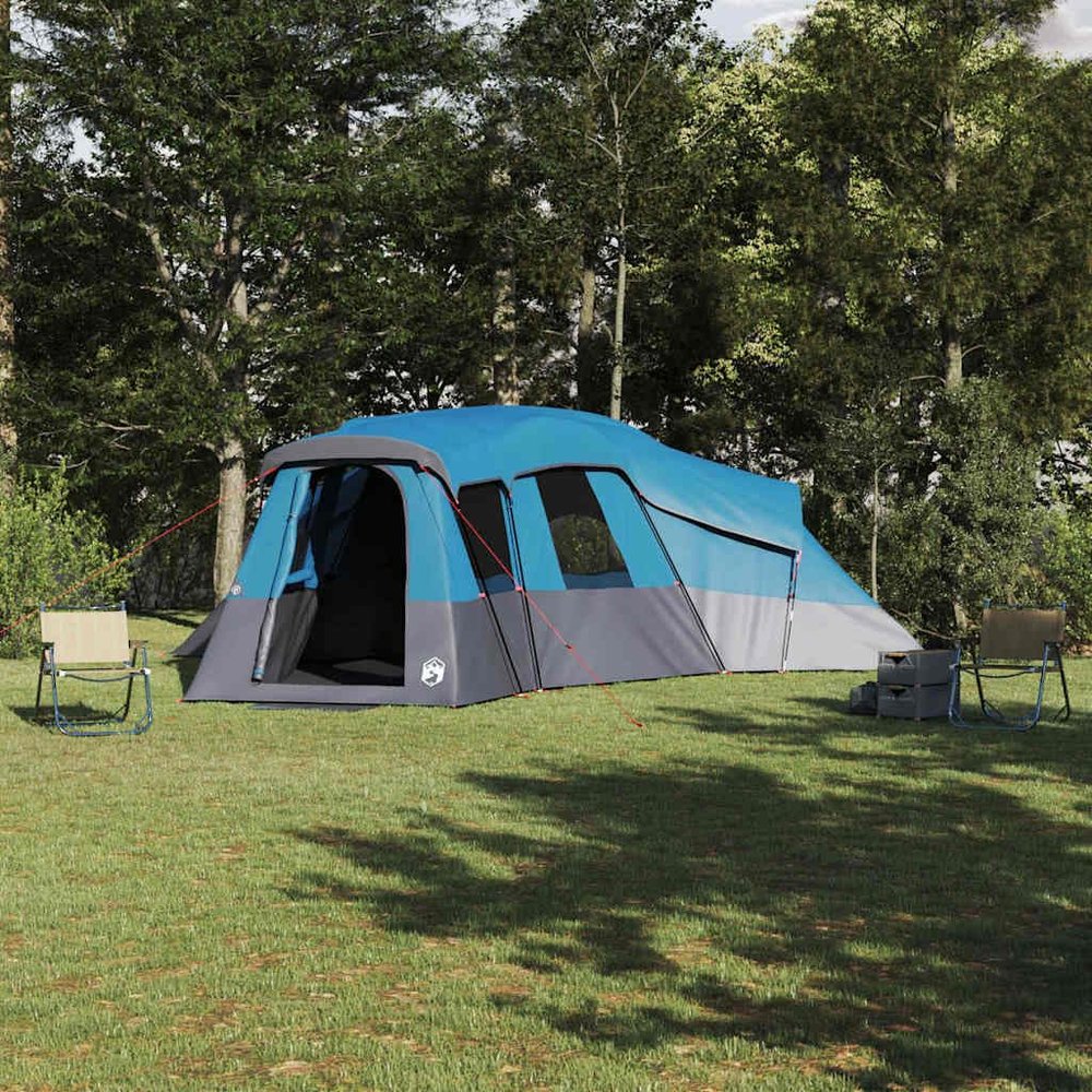 Mokuyary Family Tent with Blue Roof, 762 x 655 x 218 cm, Taffeta Camping Tent for Picnics, Hiking & Trekking