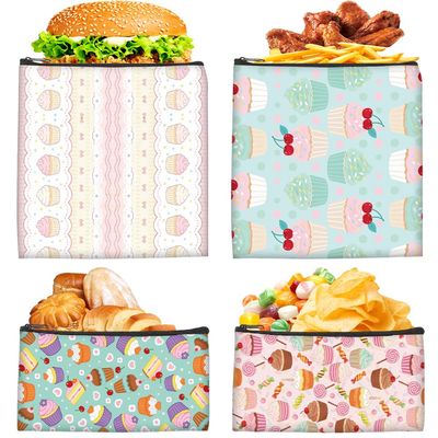 PRESSINART Reusable Fabric Snack Bags - 4 Pack, 4 Styles