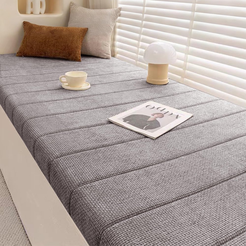 WLXFF Corduroy Bench Cushion, Light Gray, 160 x 40 cm