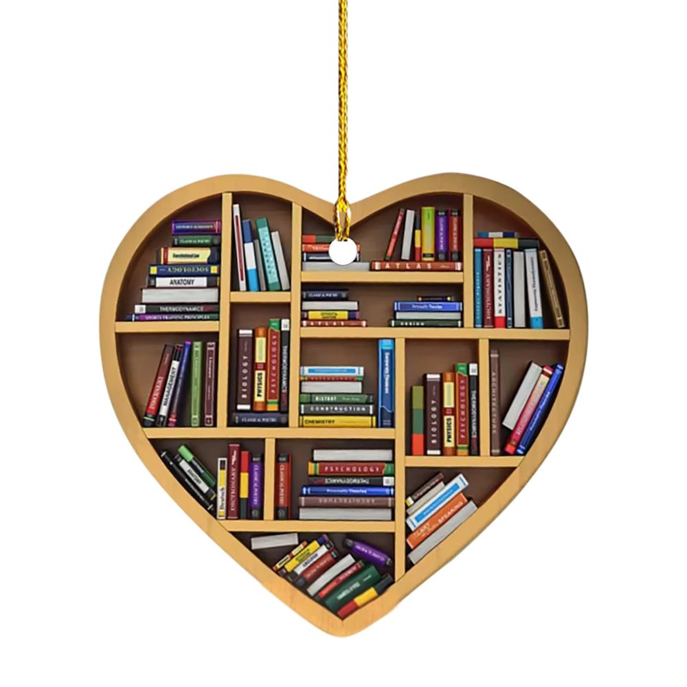 Book Lover Heart Bookshelf Ornament