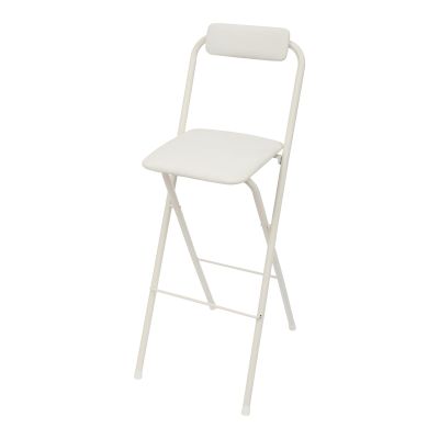 MEHOOSPVN Folding Bar Stool with Backrest, White, 41.34 in Bar Height