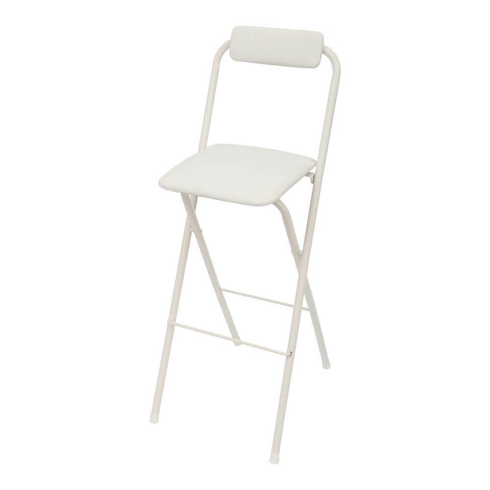 MEHOOSPVN Folding Bar Stool with Backrest, White, 41.34 in Bar Height