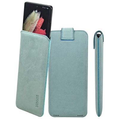 Suncase Genuine Leather Pouch Slim Edition for Xiaomi 17 Ultra 5G, Antique Turquoise