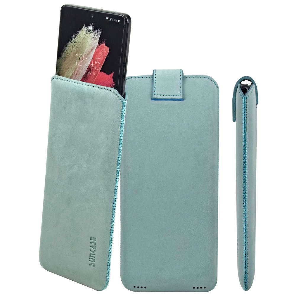 Suncase Genuine Leather Pouch Slim Edition for Xiaomi 17 Ultra 5G, Antique Turquoise