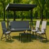 Setgarden Porch Swing Cushion Set, 7 cm Thick, Seat and Back Cushions, Removable Cover, Reversible, Garden Cushion Set (Light Gray, 150 x 60 x 50 cm) view 3
