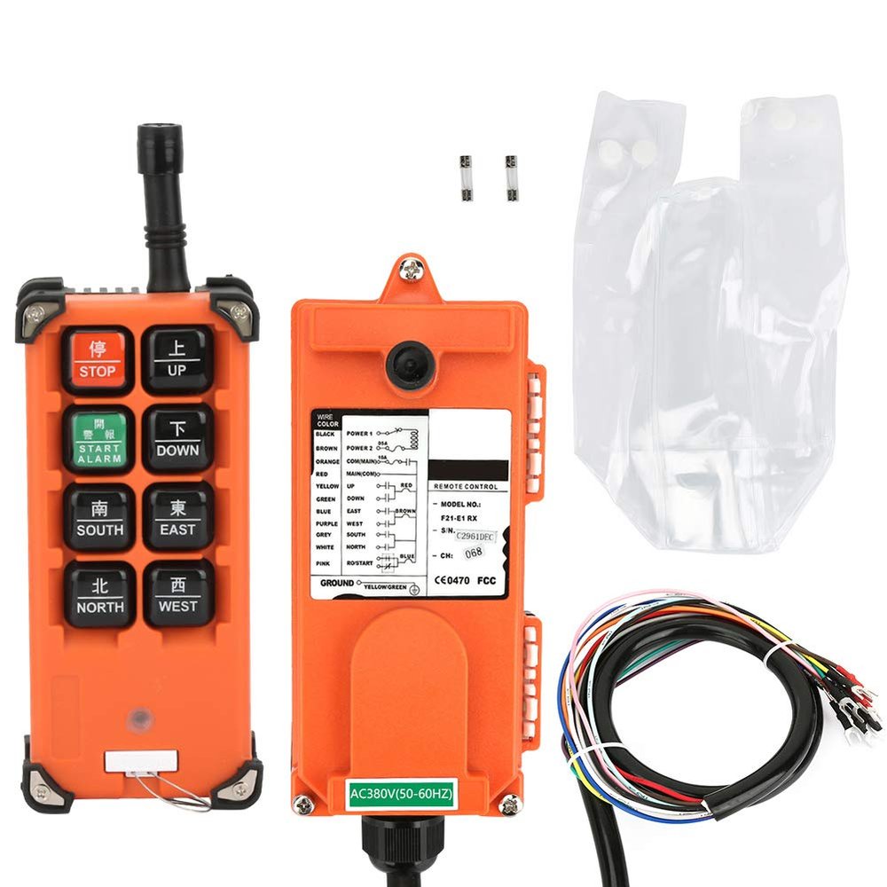 380 V Industrial Radio Remote Control System with F21-E1B Transmitter and Receiver, 8 Buttons