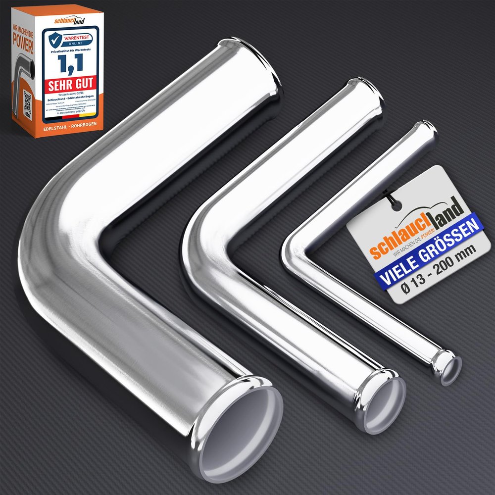 10-Pack 90° Stainless Steel Elbows, 16 mm OD, V2A 1.4301, Polished & Beaded