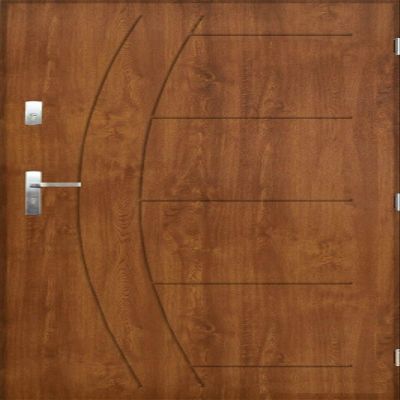 Front Door 80 x 200 cm DIN Right, 55 mm, Complete Set, Golden Oak