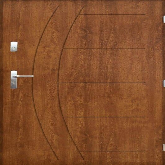 Front Door 80 x 200 cm DIN Right, 55 mm, Complete Set, Golden Oak