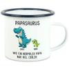 Personalized Dad Mug with Name, Papasaurus Enamel Coffee Mug - Blue, 1 Child view 1