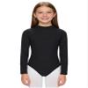Freebily Girls' Long-Sleeve Ballet Leotard, Black Turtleneck Fleece, 104-110 view 2