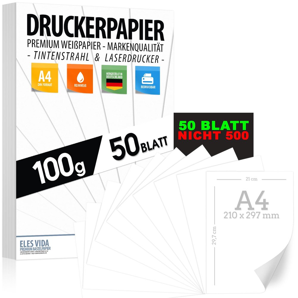 A4 Printer Paper 100g - 50 Sheets PREMIUM WHITE