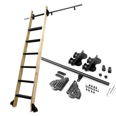 YGFBLSZ Hardware Kit for Extendable Rolling Ladders, Round-Rail Track with Floor Rollers