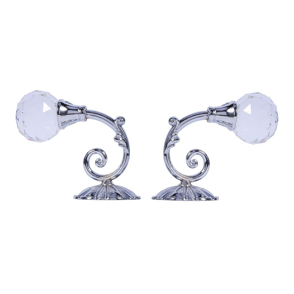 Nikou Metal Crystal Glass Curtain Tiebacks, Silver-Colored, 12 cm, 2-Pack