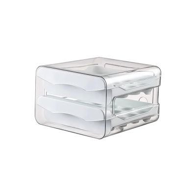 Egg Storage Box, Drawer-Style, Double-Layer Pull-Out, 32 Compartments
