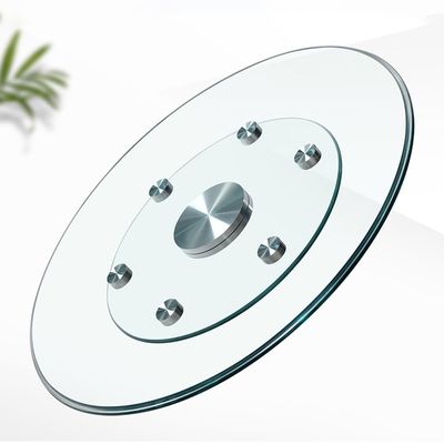 Durable Rotating Glass Serving Tray for Dining Tables, 61–101.6 cm, Round Lazy Susan with 6 Rollers (100.1 cm)