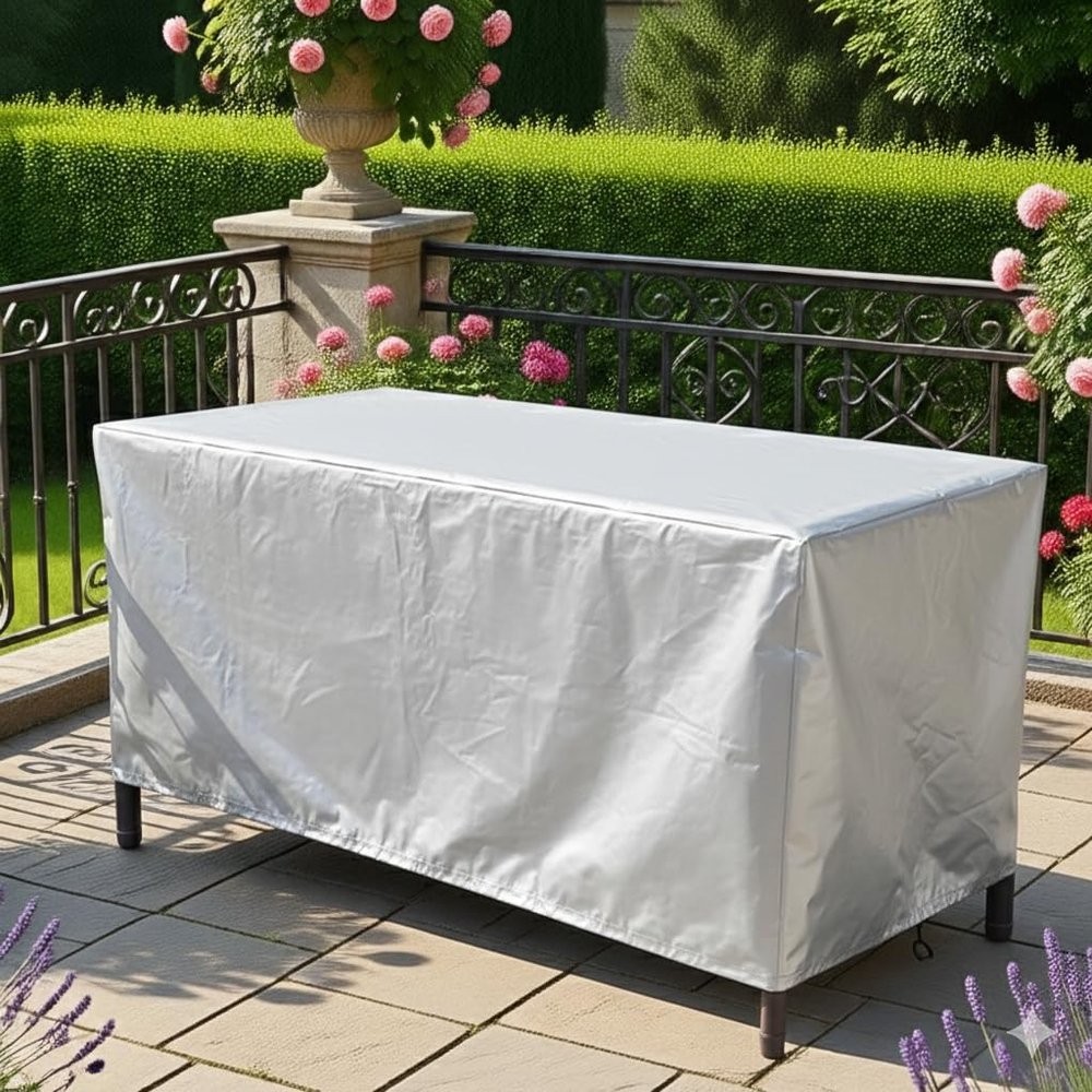 ZDLLDZ Outdoor Furniture Cover 280 x 170 x 170 cm, Waterproof Silver Cover for Rectangular, Square, or Oval Patio Tables and Rattan Furniture
