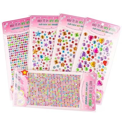 5 Sheets Colorful Self-Adhesive Acrylic Glitter Stones