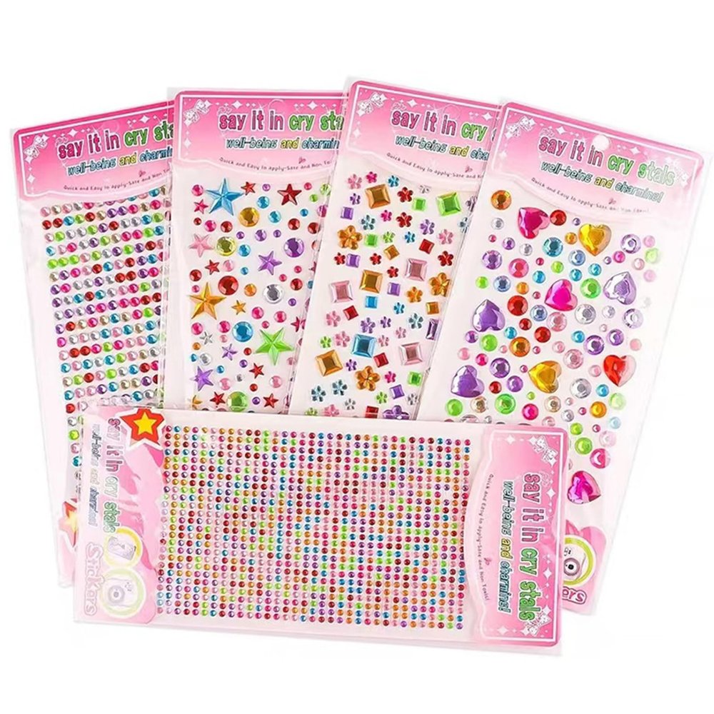5 Sheets Colorful Self-Adhesive Acrylic Glitter Stones