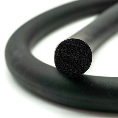 Black EPDM Foam Rubber Round Cord, 7 mm