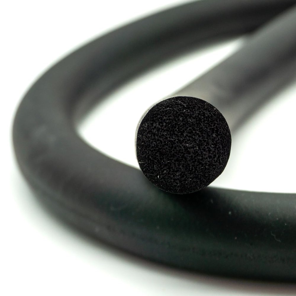 Black EPDM Foam Rubber Round Cord, 7 mm