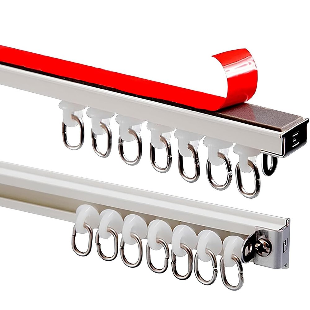 Self-Adhesive Curtain Track for Ceilings or Walls, Aluminum Track, No Drilling Required