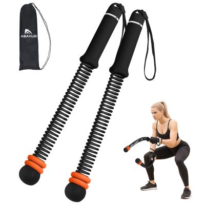 Abahub Weighted Ropeless Battle Rope, Portable Silent Cordless Battle Ropes, Space-Saving Home Gym Equipment with Storage Bag, 2-Piece Black Set B