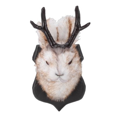 Fockety Jackalope Wall Mount, Resin Wall Hanging with Metal Hook, Animal Head Wall Art for Home, Office or Café