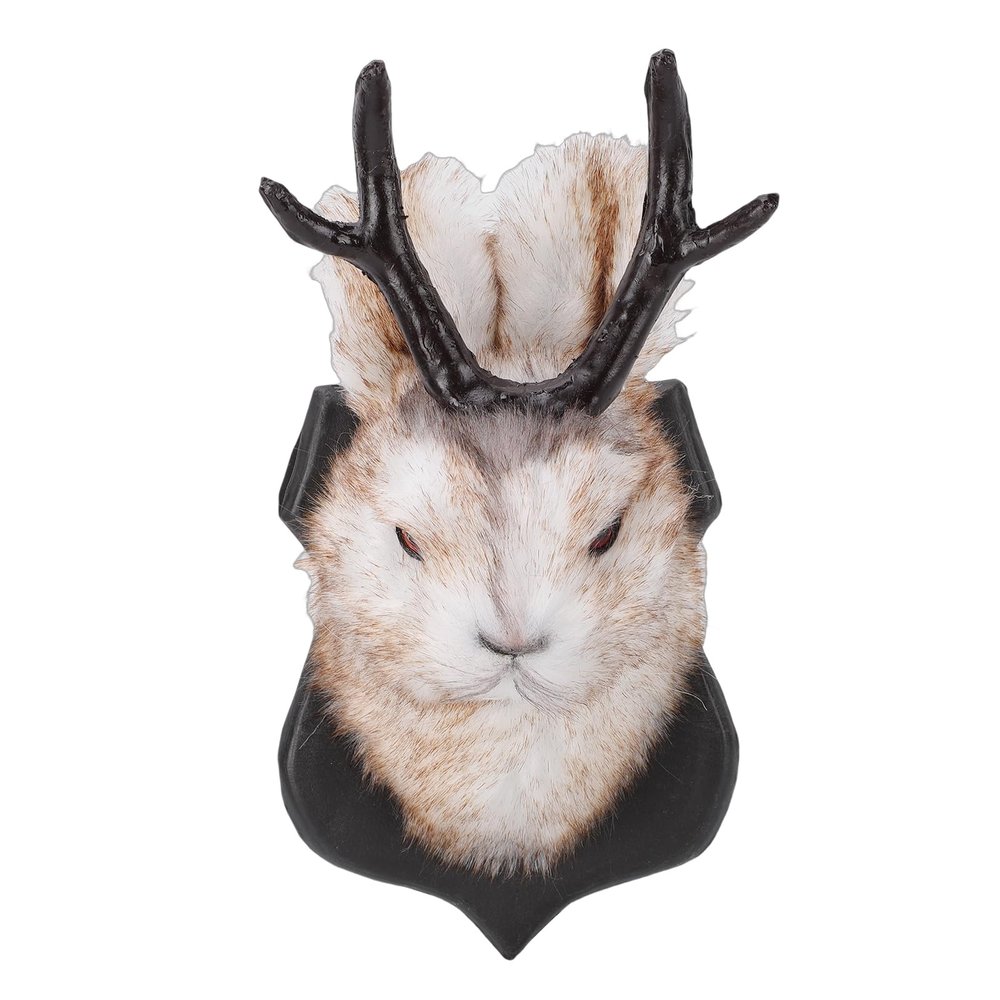 Fockety Jackalope Wall Mount, Resin Wall Hanging with Metal Hook, Animal Head Wall Art for Home, Office or Café