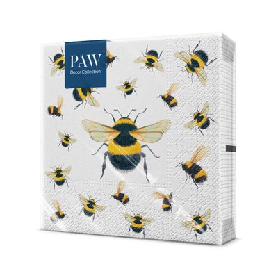 PAW - Colorful Napkins 20 Pack | Spring Decor 33 x 33 cm | Animal Motif Napkins for Parties, Birthdays | Table Decor Disposable Napkins - Dancing Bees