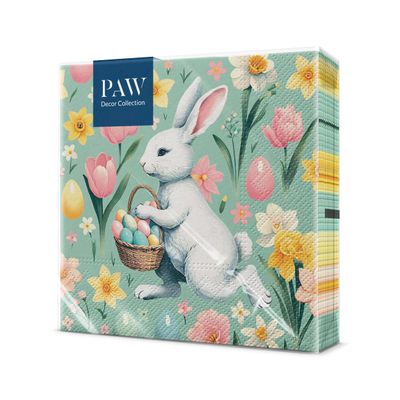 PAW - Easter Napkins 20 Pack | Spring Decor 33 x 33 cm | Bunny Design for Easter, Spring, and Celebrations | Disposable Napkins for Table Decoration