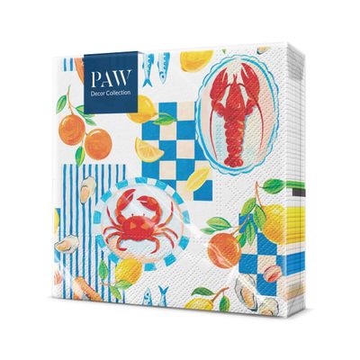PAW - Colorful Napkins 20 Pack | Spring Design 33 x 33 cm | Fruit Motif for Parties, Birthdays | Disposable Table Decor - Navy Blue