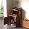 Robot Vacuum Cabinet with Doors and Drawers, Modern Side Table or Nightstand, White, 50 x 50 x 100 cm view 3