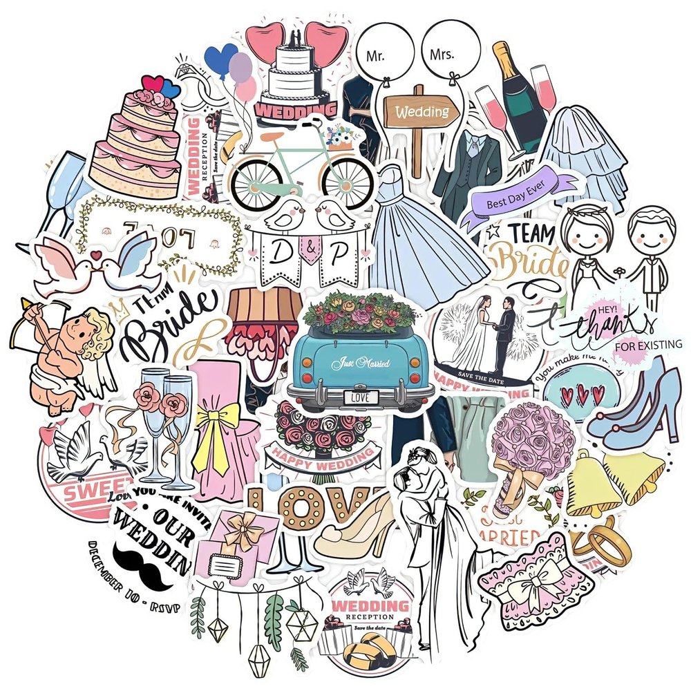 Wedding Guestbook Stickers, 50pcs